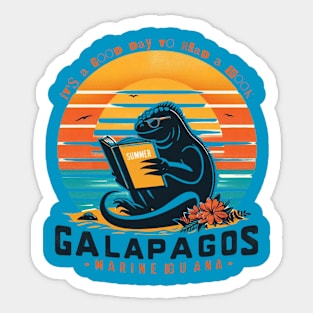It's a good day to read a book. Marine iguana of galapagos  islands Sticker